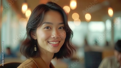 Beautiful asian lady professional with copy space