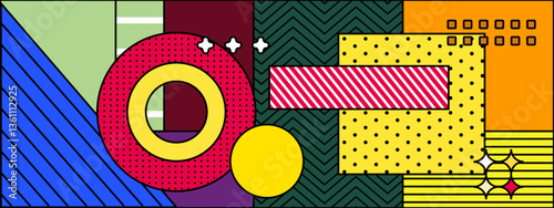 colorful geometric patterns and shapes forming an abstract design with a modern and creative style vector illustration