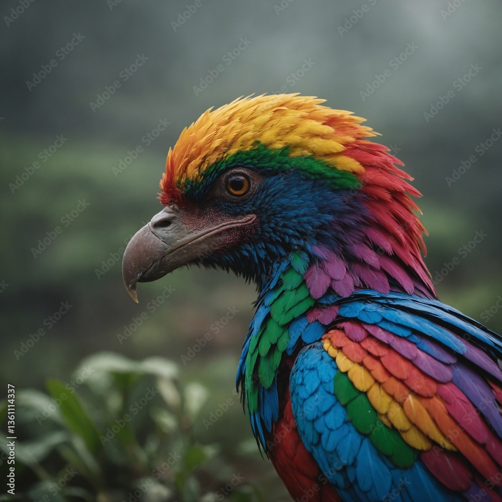 Fototapeta premium A kabootar with rainbow-colored wings.