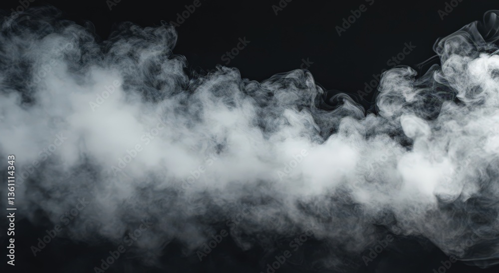Fototapeta premium White smoke billowing on black background.