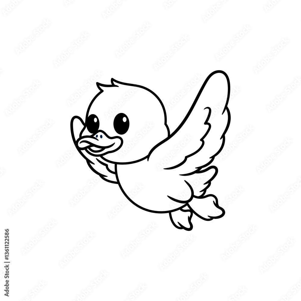Cute flying flapping wings cartoon coloring book Cute flying flapping wings cartoon coloring book