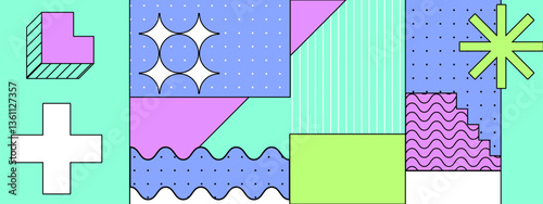 colorful vibrant geometric design featuring shapes patterns evoking energy and creativity vector illustration