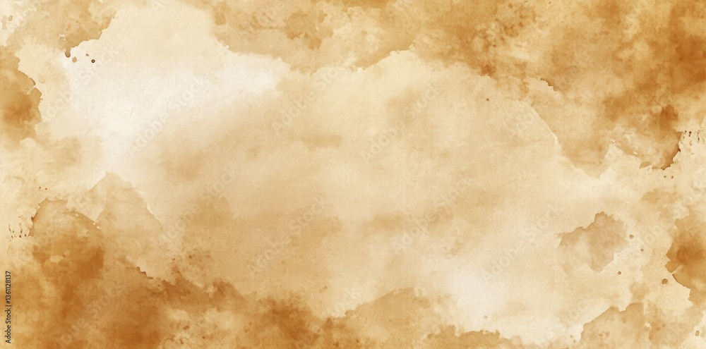 Obraz premium A serene and soft watercolor background featuring gentle beige and cream cloud-like formations. ideal for use in design projects. invitations. or calming visuals