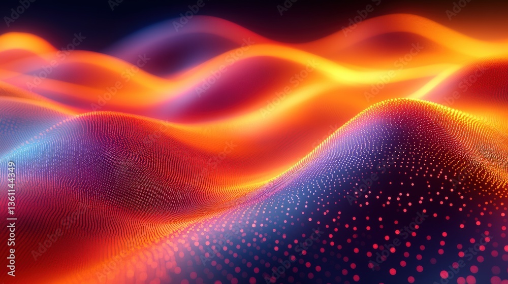 Obraz premium Vibrant Abstract Waves of Light in Dynamic Orange and Blue Tones