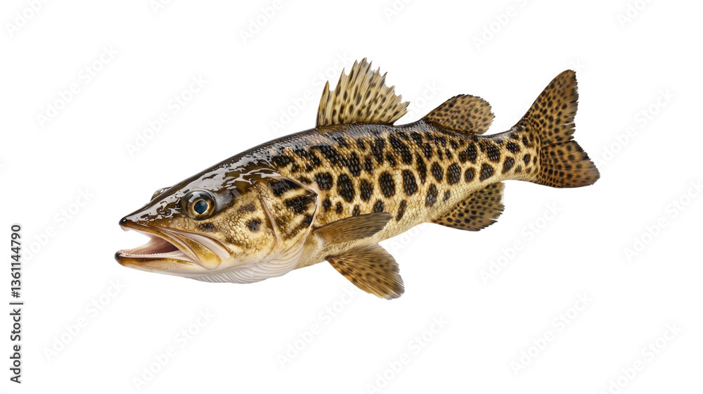 Naklejka premium Lively Spotted Fish with Intricate Patterns Swimming in a Crystal Clear Water Environment