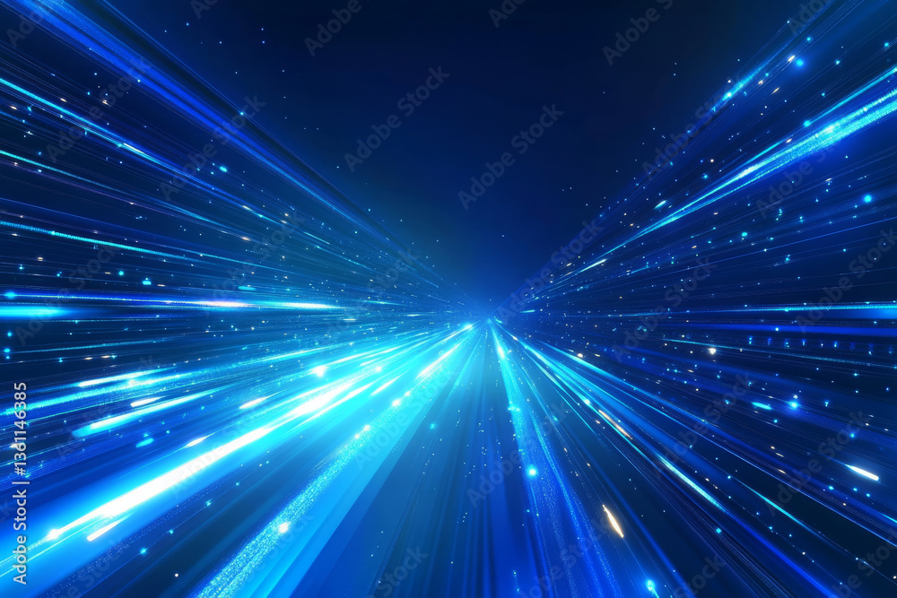 Obraz premium Dynamic blue light streaks create futuristic effect