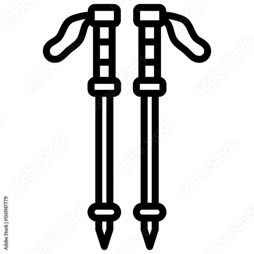 Trekking Pole Icon Lineal Syle