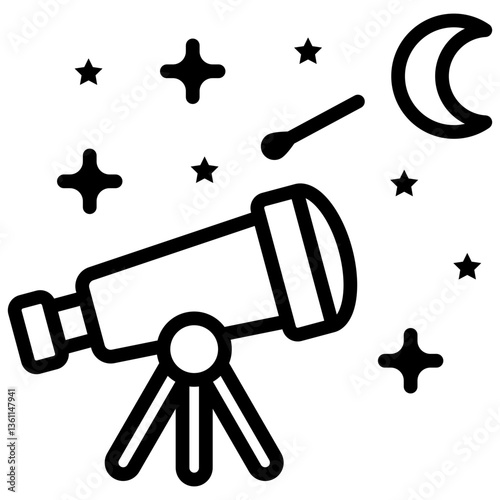 Star Gazing Icon Lineal Syle