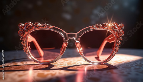 sunglasses on black background