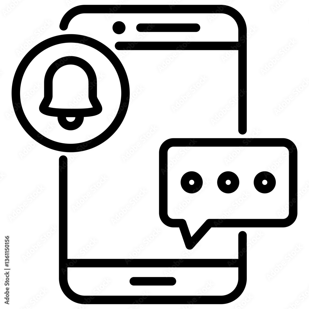 Push Notification Icon Lineal Syle Push Notification Icon Lineal Syle