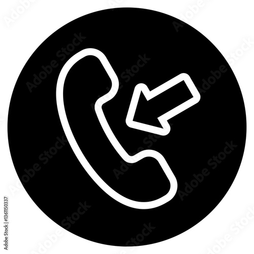 Receive Call Icon Black Style