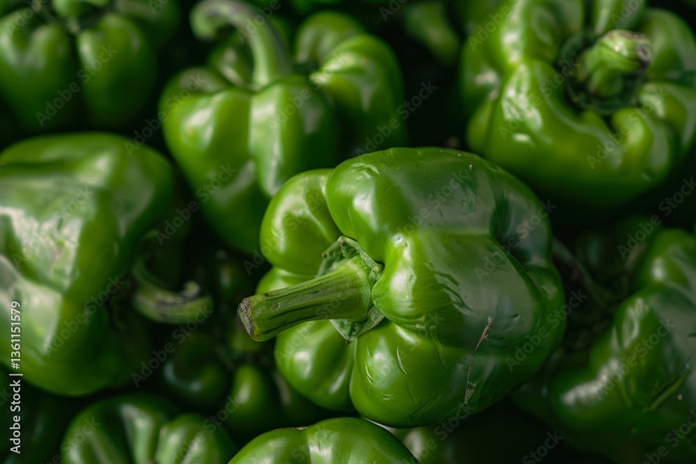Green bell peppers stacked on each other background Green bell peppers stacked on each other background