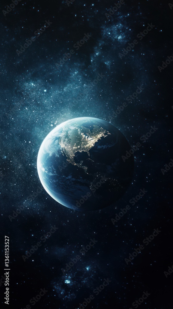 Fototapeta premium The Earth is seen from the outer space environment