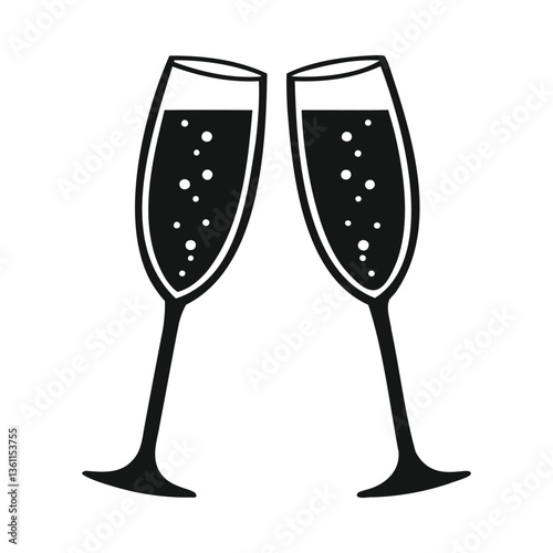 Champagne Flutes Glasses Cheers Icon Vector Illustration