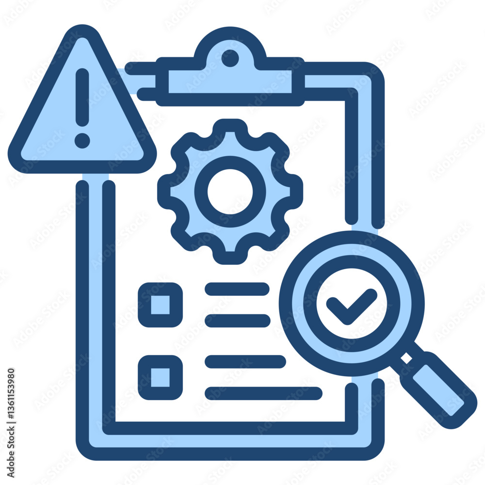 Risk Management Icon Lineal Blue Style Risk Management Icon Lineal Blue Style
