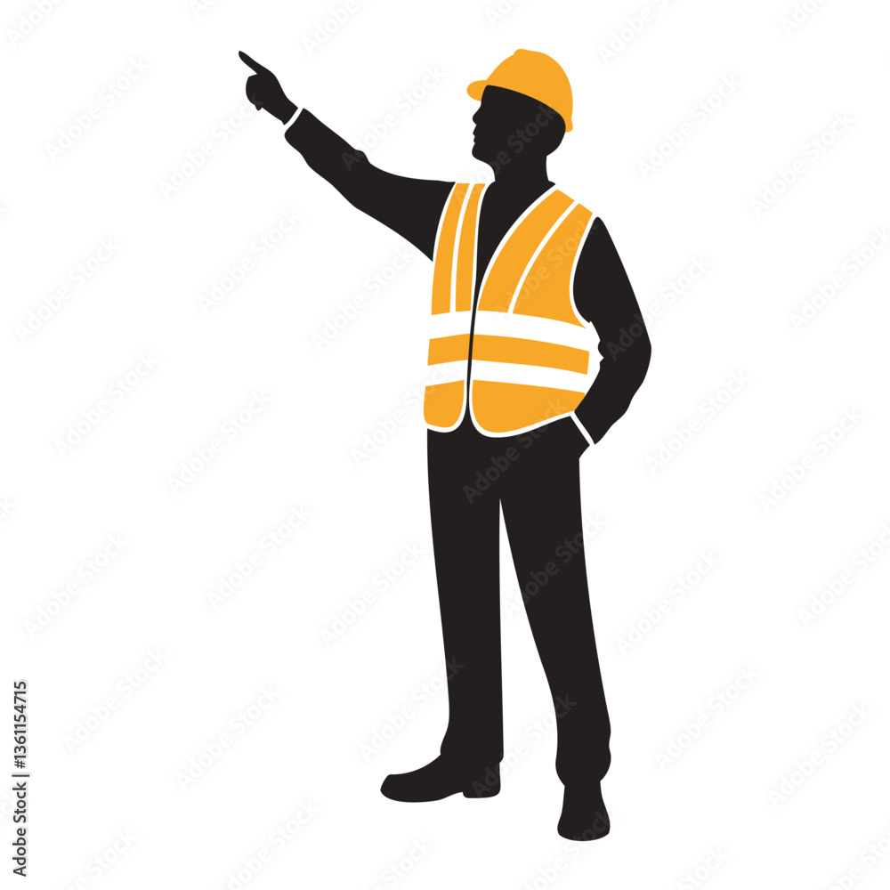 Construction Worker Pointing Vector Illustration Construction Worker Pointing Vector Illustration