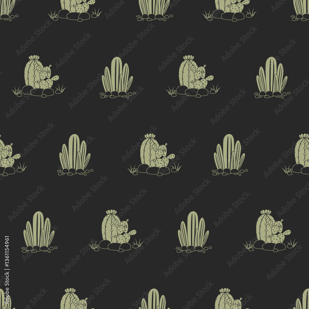 Fototapeta premium Cactus seamless pattern. Cactus illustration. Cactus background. Perfect for fabric, textile, wallpaper, decor, illustration, print, packaging of products