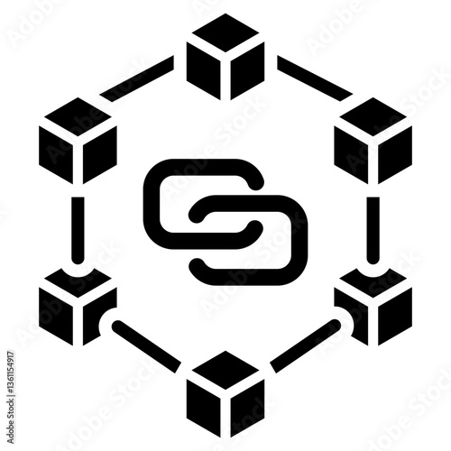 Blockchain Icon Black Style