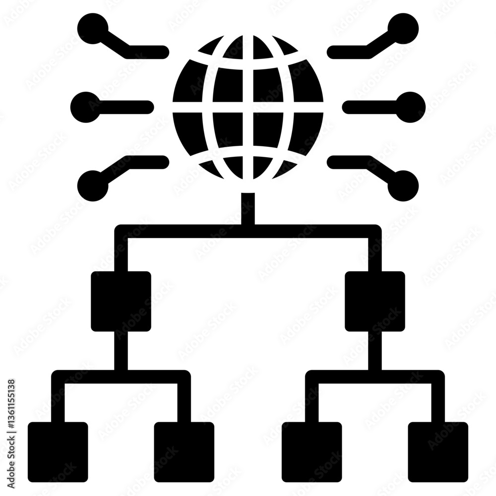 Digital Workflow Icon Black Style Digital Workflow Icon Black Style