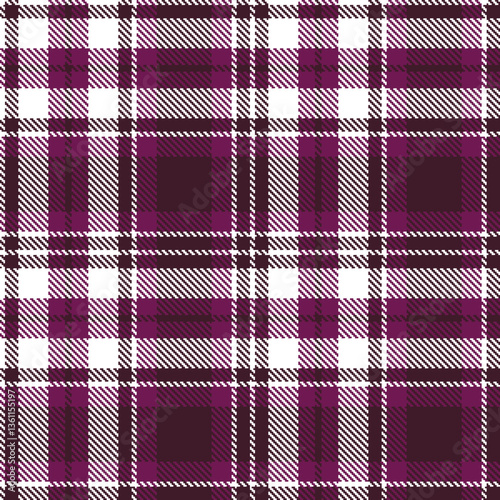 Warm White and Warm Dark Plum Seamless Tartan Textile Design