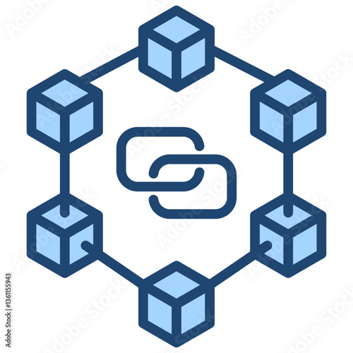 Blockchain Icon Lineal Blue Style