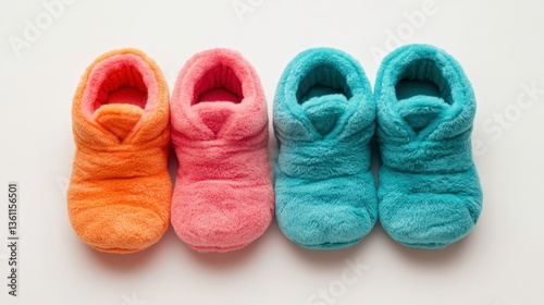 Colorful Baby Booties on White Background