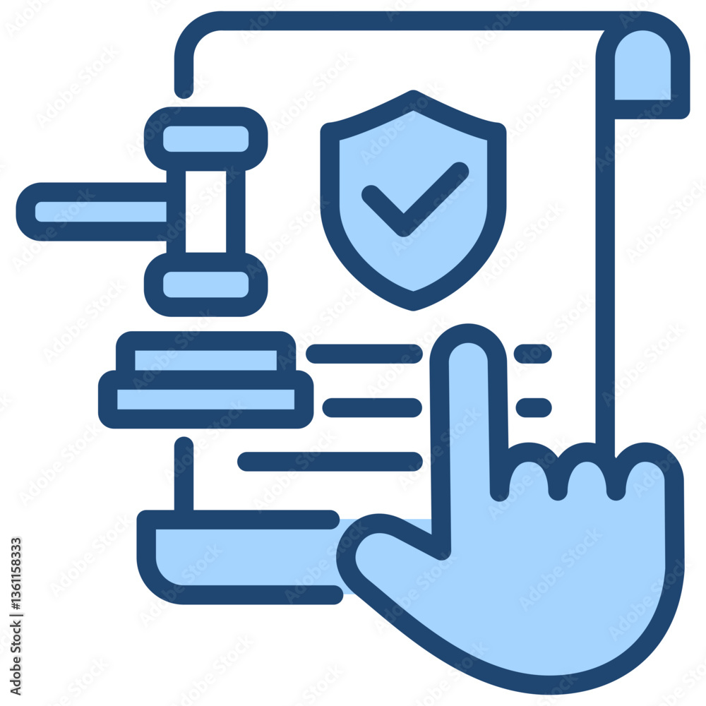 Transparent Policy Icon Lineal Blue Style Transparent Policy Icon Lineal Blue Style