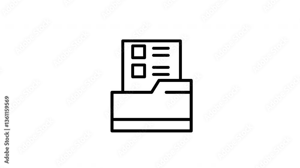 Animated black and white file folder icon for digital organization. Suitable for use in websites, software applications, and presentations Animated black and white file folder icon for digital organization. Suitable for use in websites, software applications, and presentations
