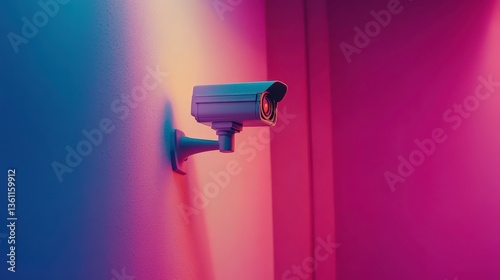 Vibrant Surveillance Camera with Colorful Background