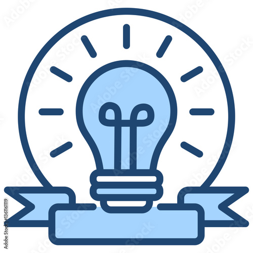 Innovative Badge Icon Lineal Blue Style
