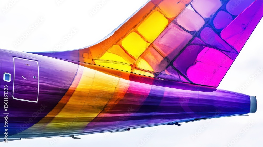 Fototapeta premium Vibrant Tail Design on Isolated White Background