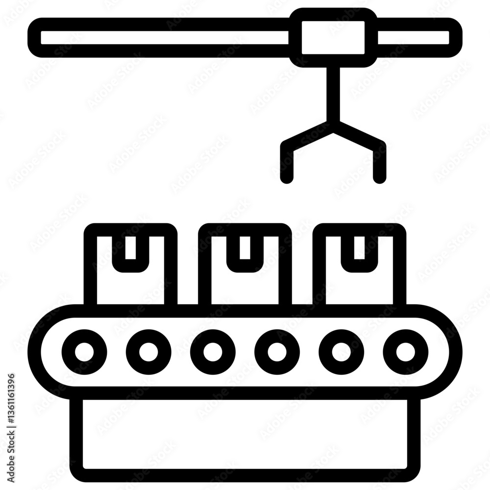 Assembly Line Icon Lineal Syle