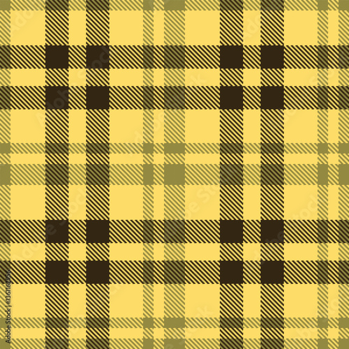 Bright Pale Gold and Bright Drab Seamless Tartan Textile Design