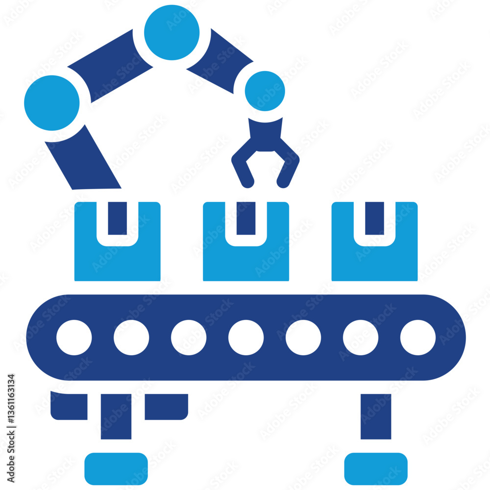 Robotic Assembly Icon Dual Tone Color Style Robotic Assembly Icon Dual Tone Color Style