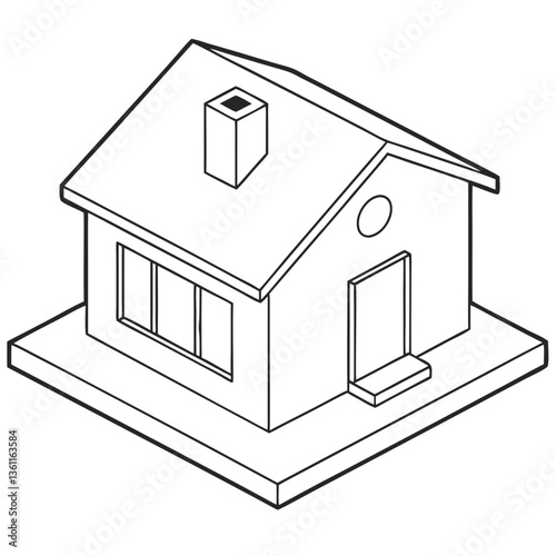 A charming little house, a dream home waiting to be filled with laughter and love, depicted in a simple line drawing style.
