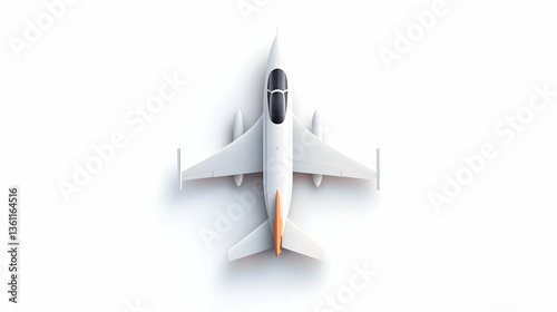 White Fighter Jet Top View Illustration