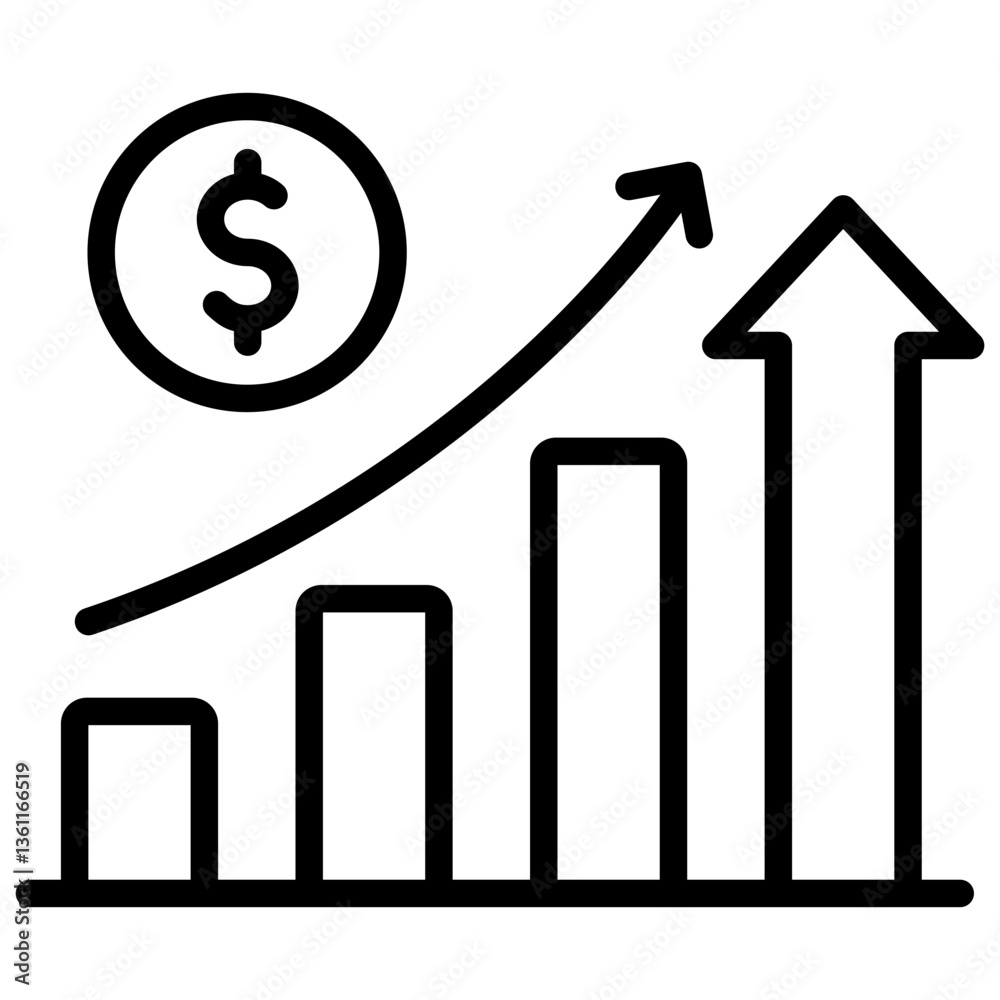Economic Growth Icon Lineal Syle Economic Growth Icon Lineal Syle