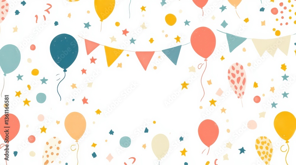 Obraz premium Festive Card Design with Colorful Patterns on White Background