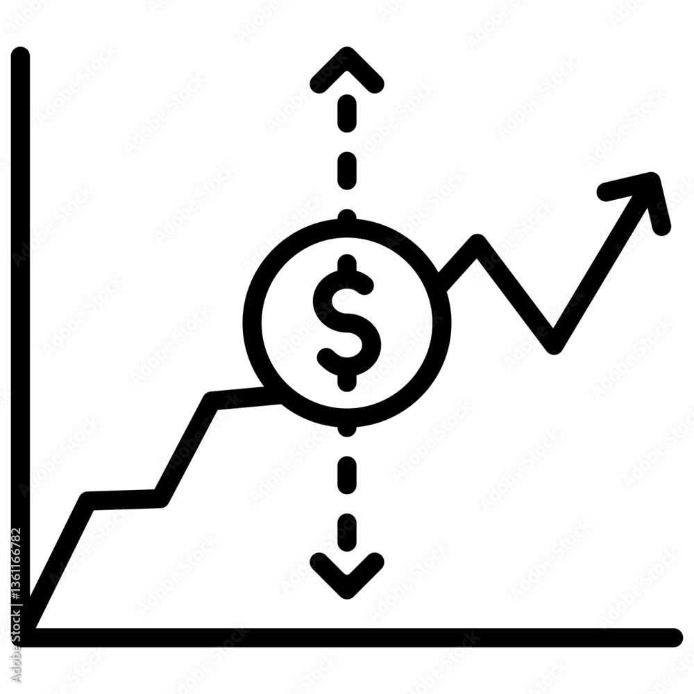Market Fluctuation Icon Lineal Syle