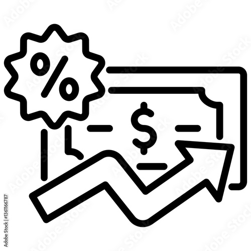 Inflation Rate Icon Lineal Syle
