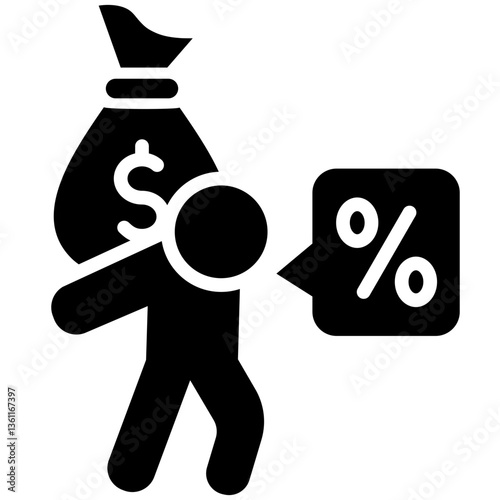 Debt Burden Icon Black Style