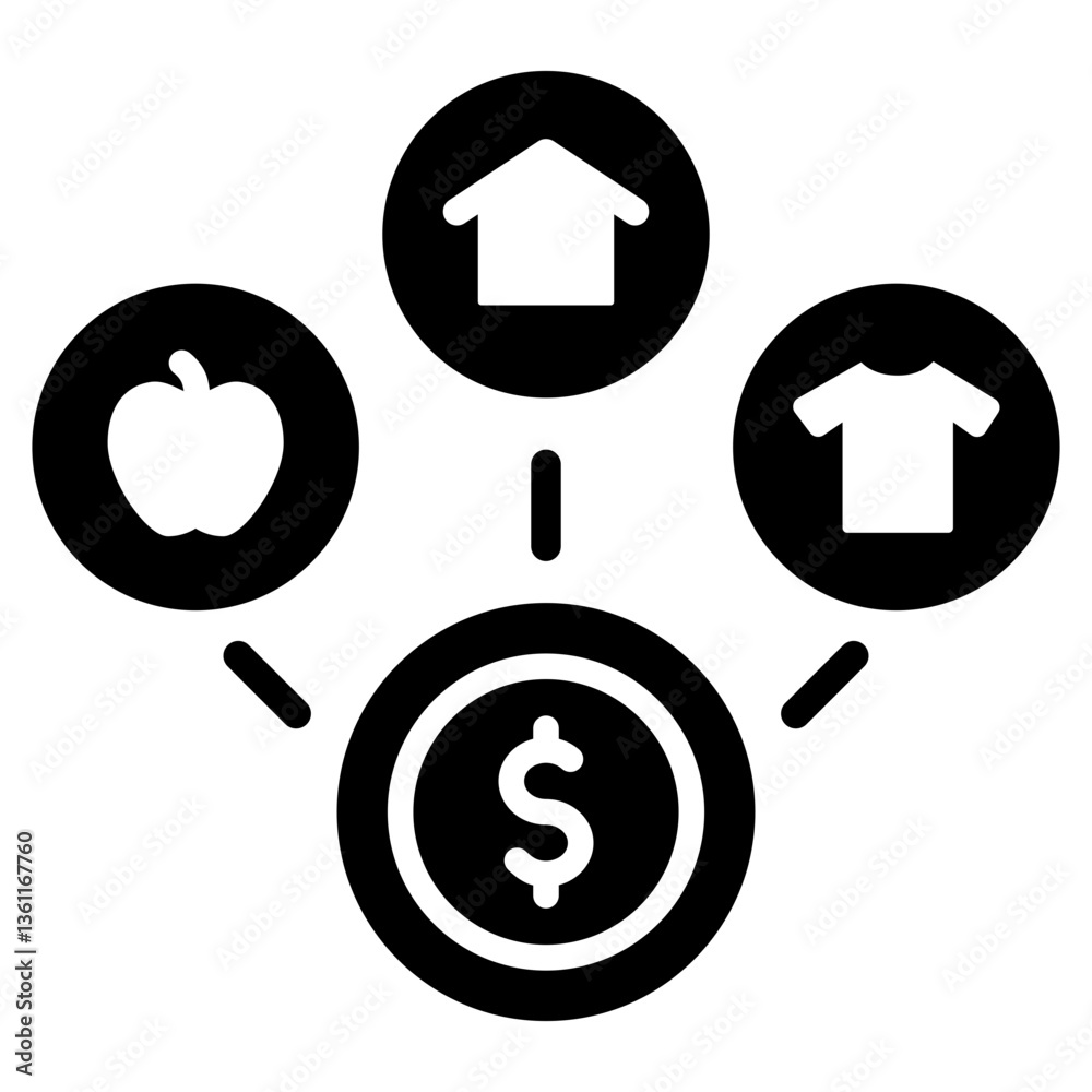 Cost Of Living Icon Black Style