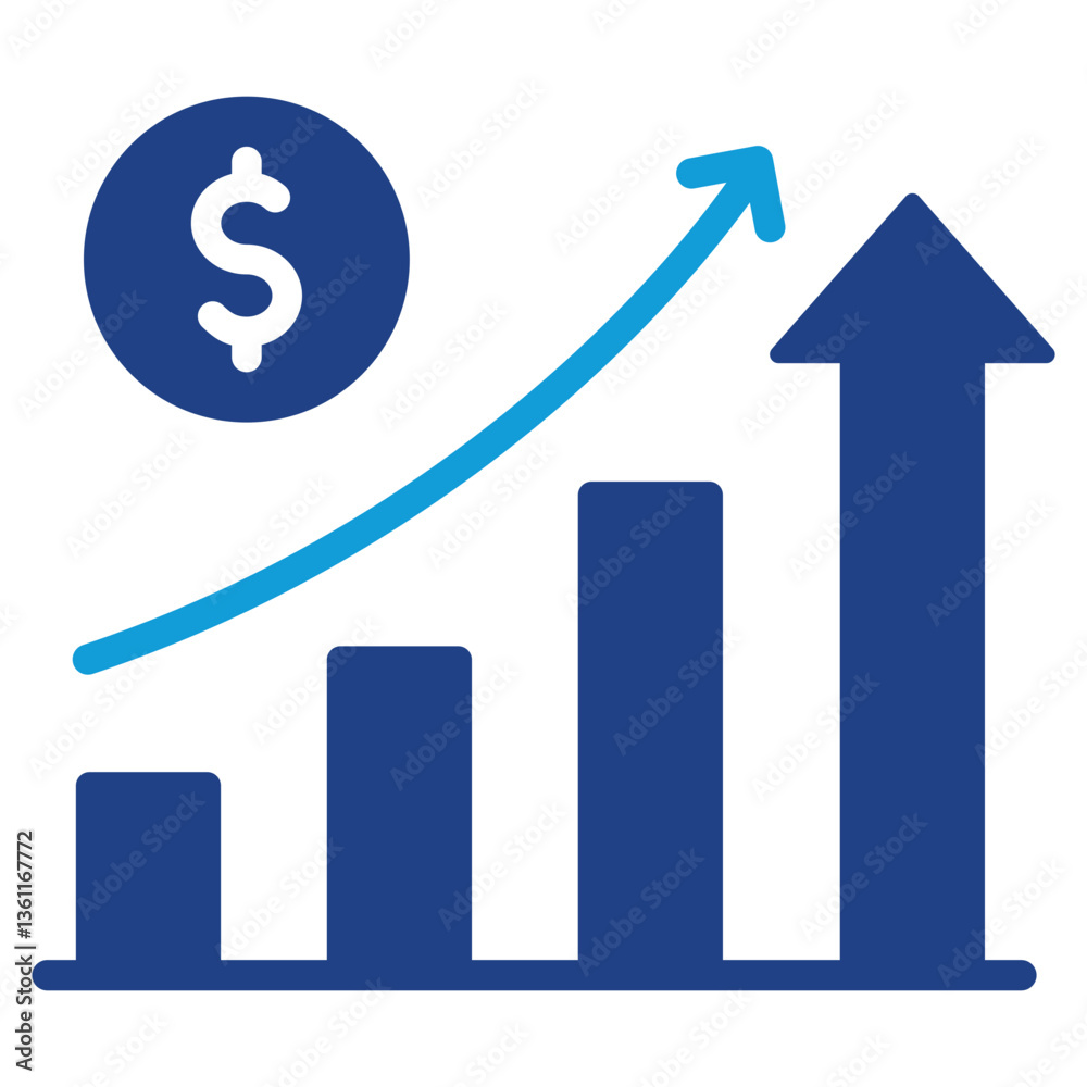Economic Growth Icon Dual Tone Color Style Economic Growth Icon Dual Tone Color Style