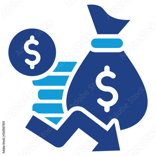 Currency Depreciation Icon Dual Tone Color Style