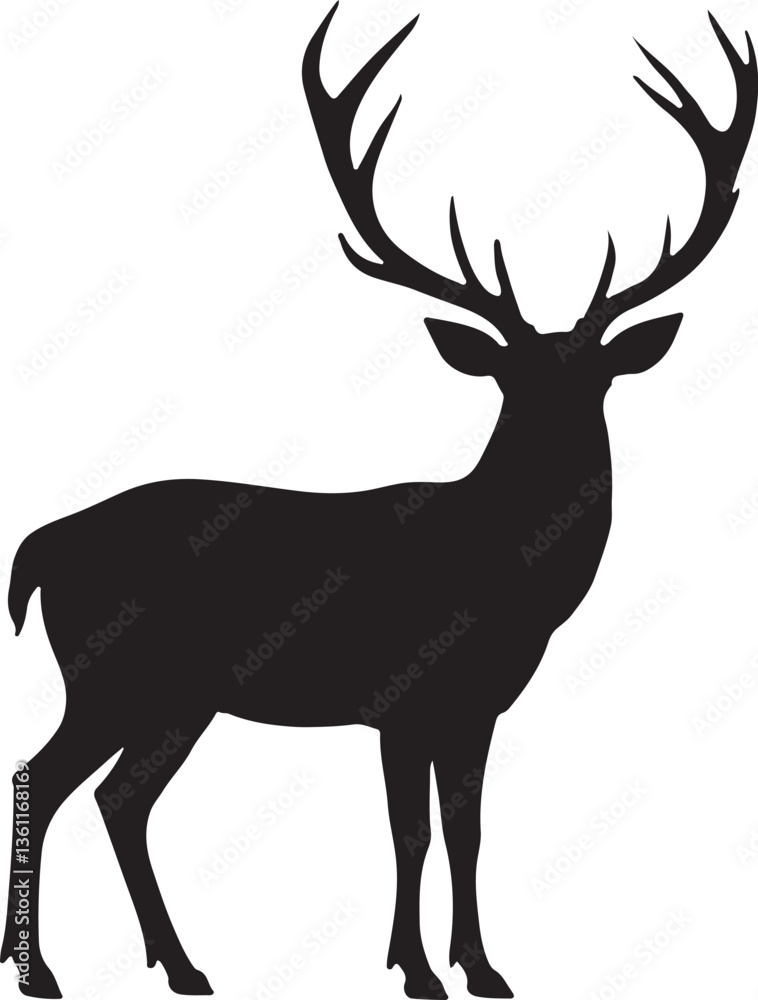 Fototapeta premium Deer Silhouette on White Background