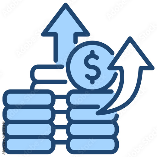 Price Rise Icon Lineal Blue Style