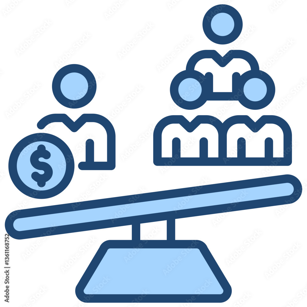 Wealth Inequality Icon Lineal Blue Style Wealth Inequality Icon Lineal Blue Style