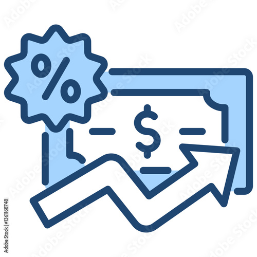Inflation Rate Icon Lineal Blue Style