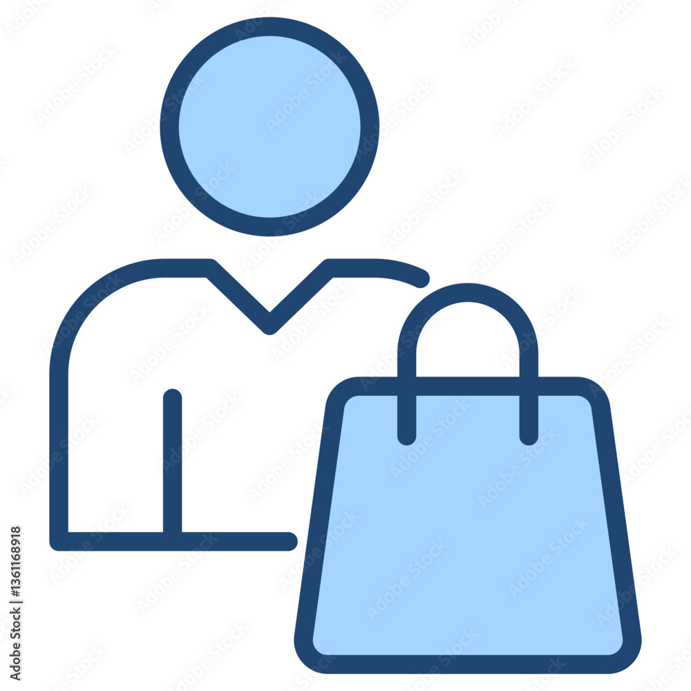 Consumer Spending Icon Lineal Blue Style