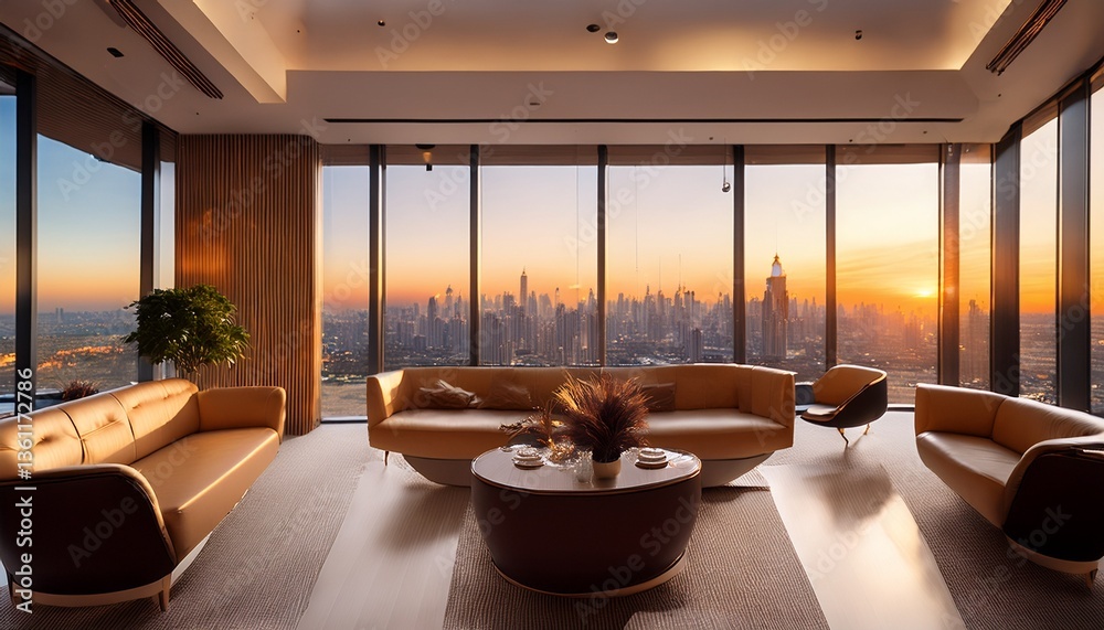 Fototapeta premium A business lounge with a striking modern interior